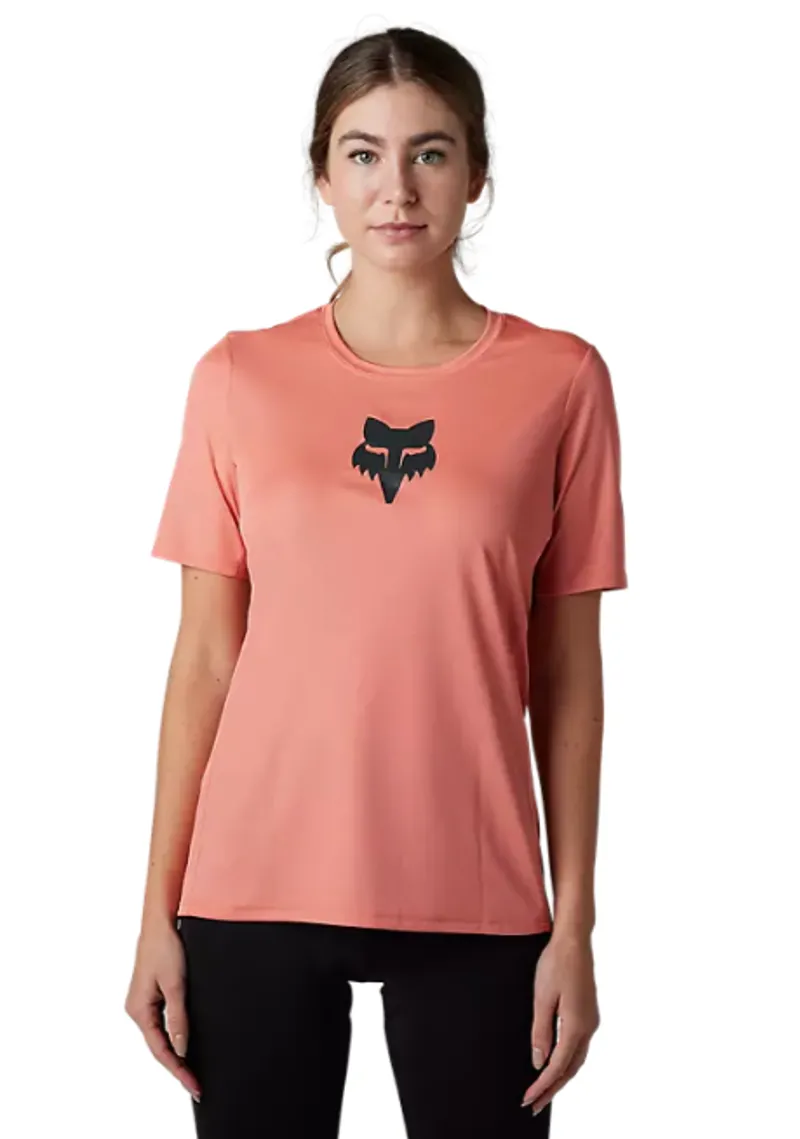 Fox Racing Women's Ranger Foxhead Short Sleeve Jersey in Salmon Pink-1